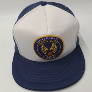 Vtg Confederate Air Force Hat Snapback Trucker Mesh Blue White Quad City Flight